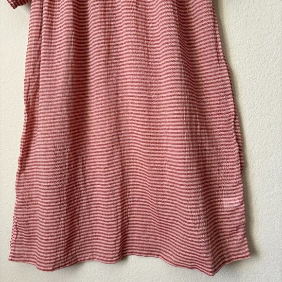 Garnet Hill Pure Organic Cotton Easy Gathered Striped Swim Cover-Up Mini Dress - Picture 6 of 11